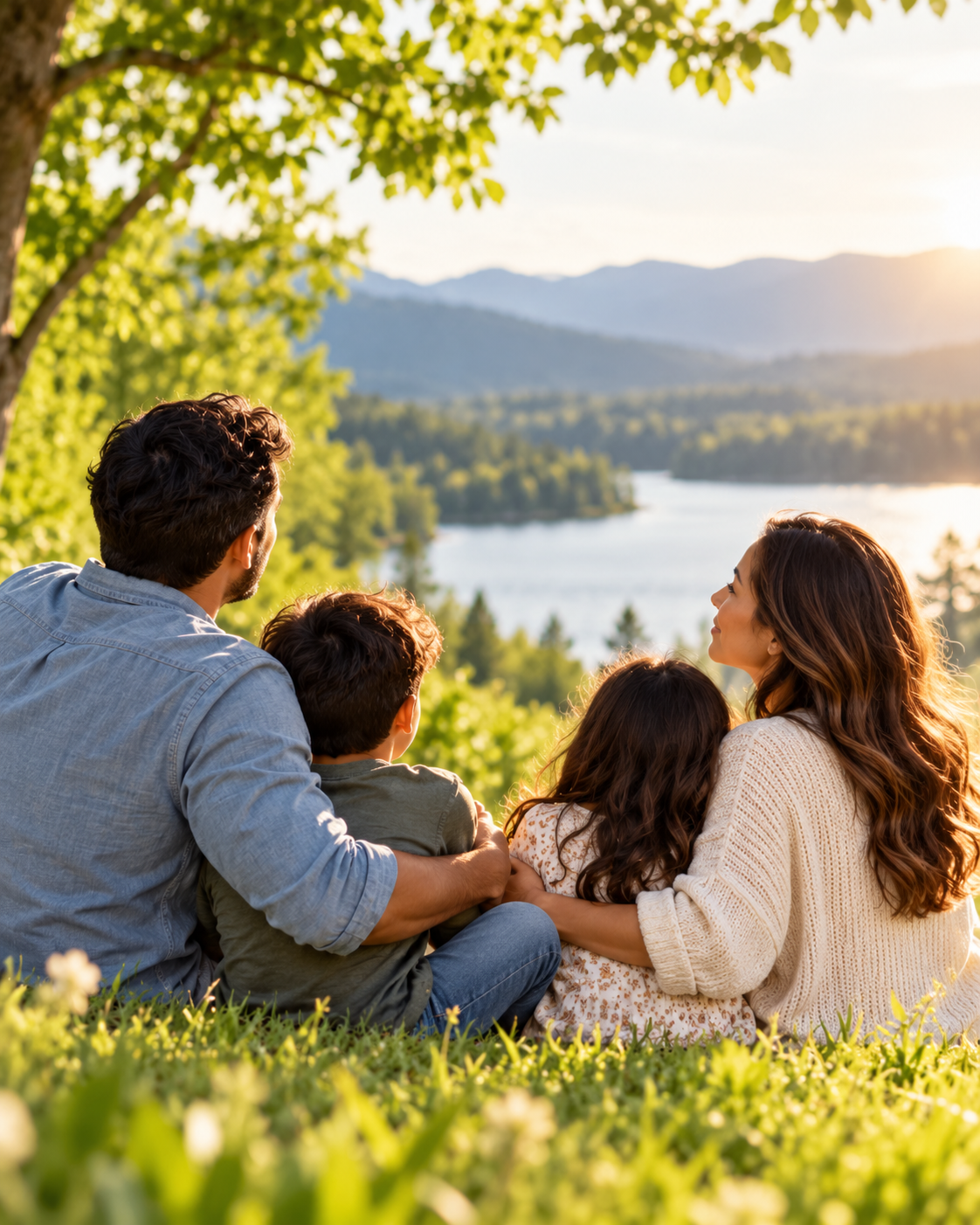 Family enjoying time together in a peaceful outdoor setting
